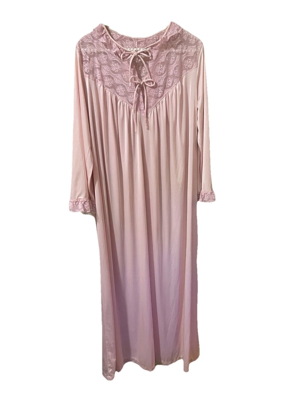 Vintage Pink  Lace Trim Nightgown‎ SZ Lg No Tags